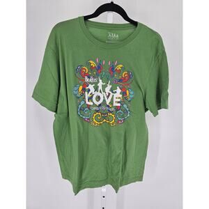 The Beatles LOVE Cirque Du Soleil Tshirt Green Womens Sz XL